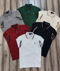 Ralph Lauren White Collar Neck Premium Polo T shirt F3624 WH