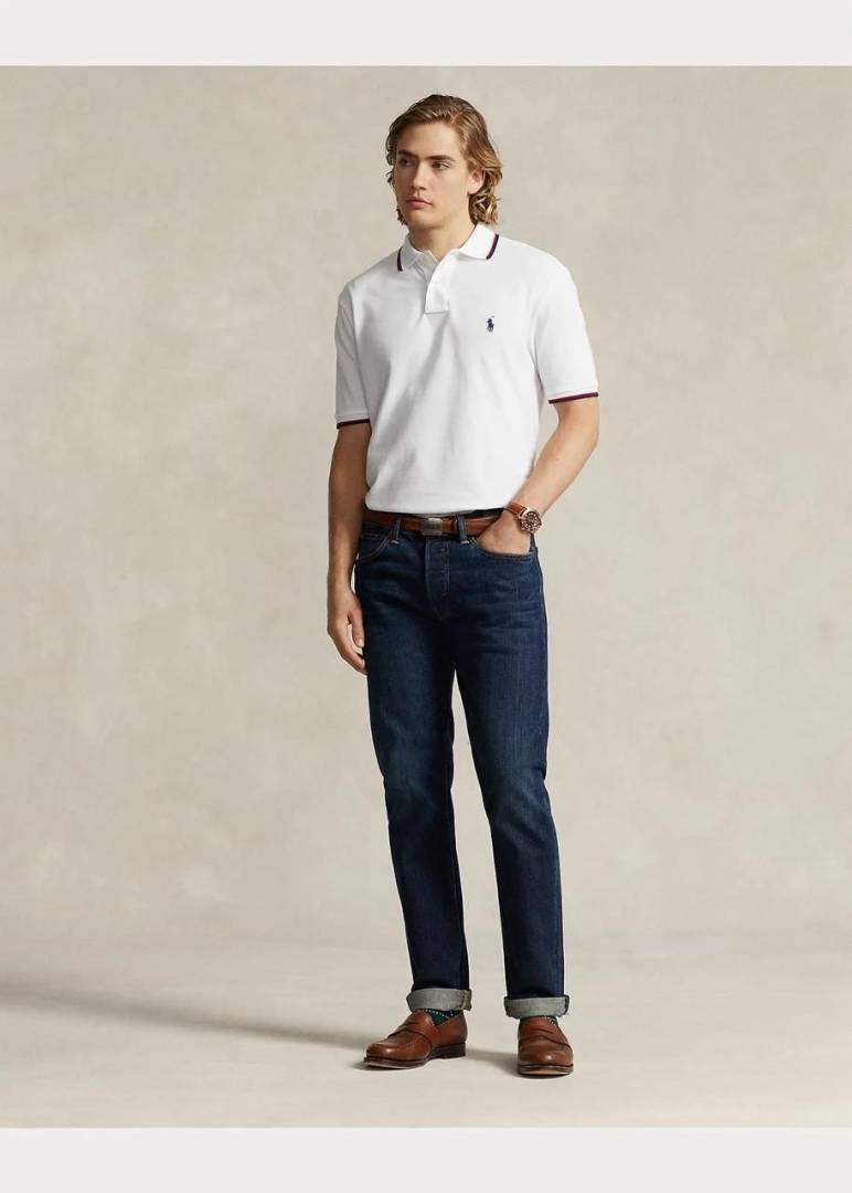 Ralph Lauren White Collar Neck Premium Polo T shirt F3624 WH
