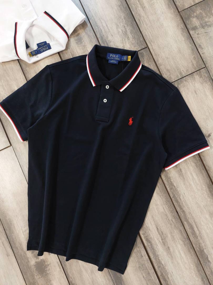 Ralph Lauren Navy Collar Neck Premium Polo T shirt F3624 NY