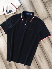 Ralph Lauren Navy Collar Neck Premium Polo T shirt F3624 NY