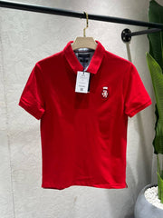 Tommy Hilfiger Red Premium Imported Pique Cotton Lycra Fabric Polo T shirt with Embroidered Logo 4144