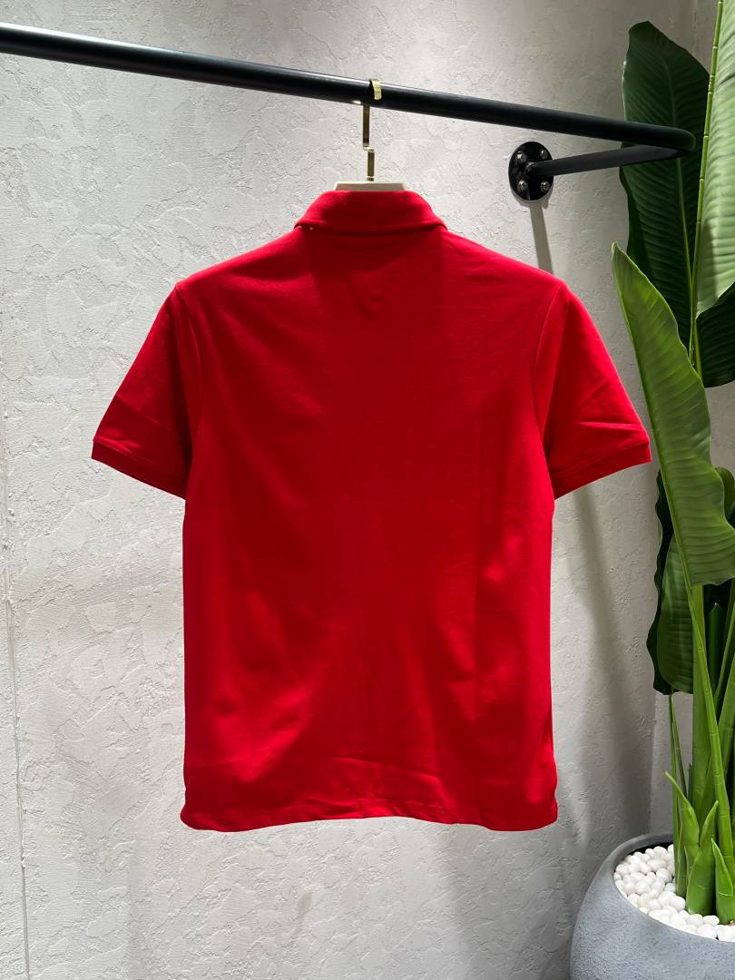 Tommy Hilfiger Red Premium Imported Pique Cotton Lycra Fabric Polo T shirt with Embroidered Logo 4144