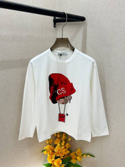 Zara White Round Neck Full Sleeves Premium Printed T shirt F4057 W2