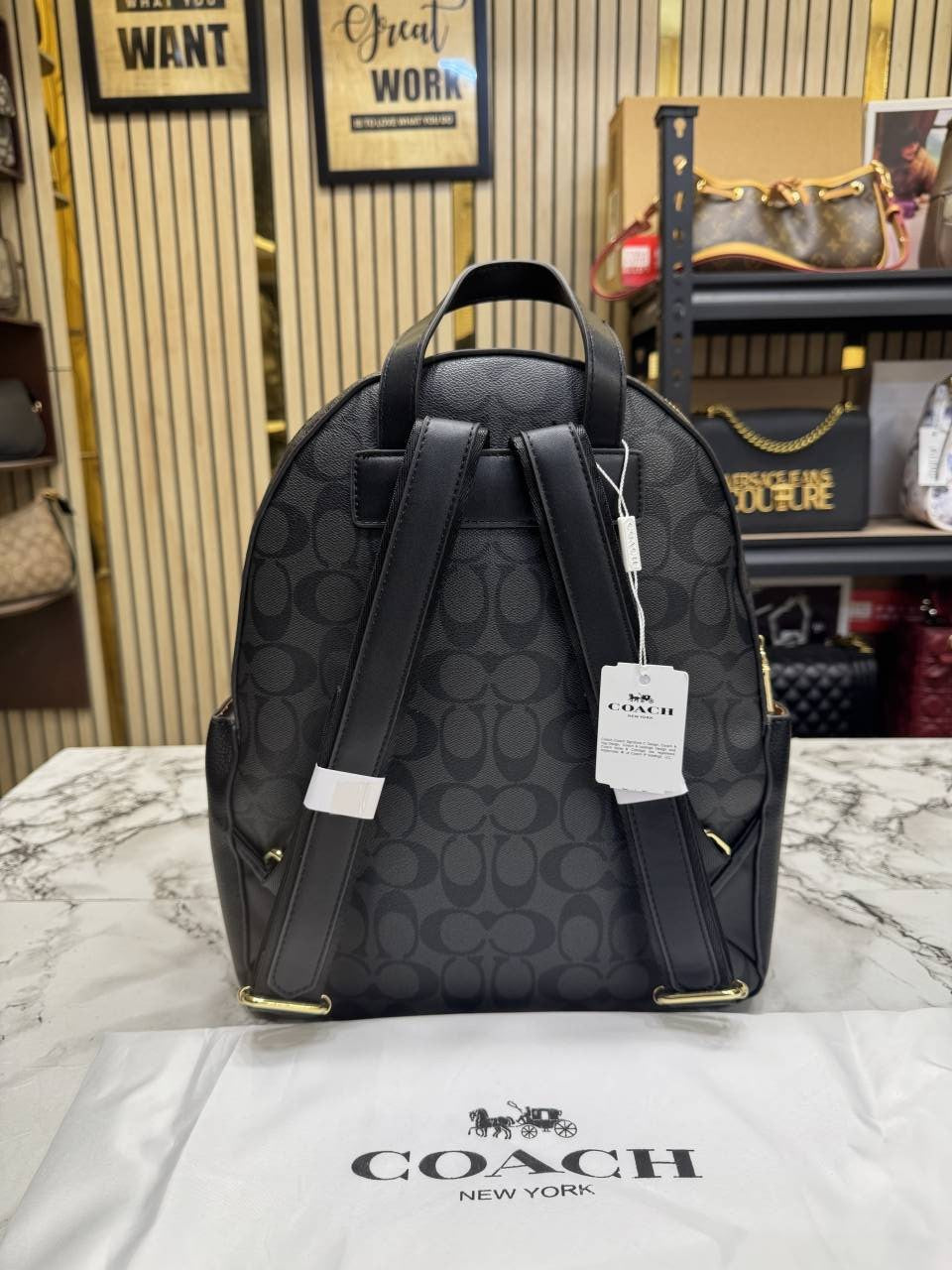 Coach Court Backpack In Signature Canvas With Dust Bag 65201 BLACK