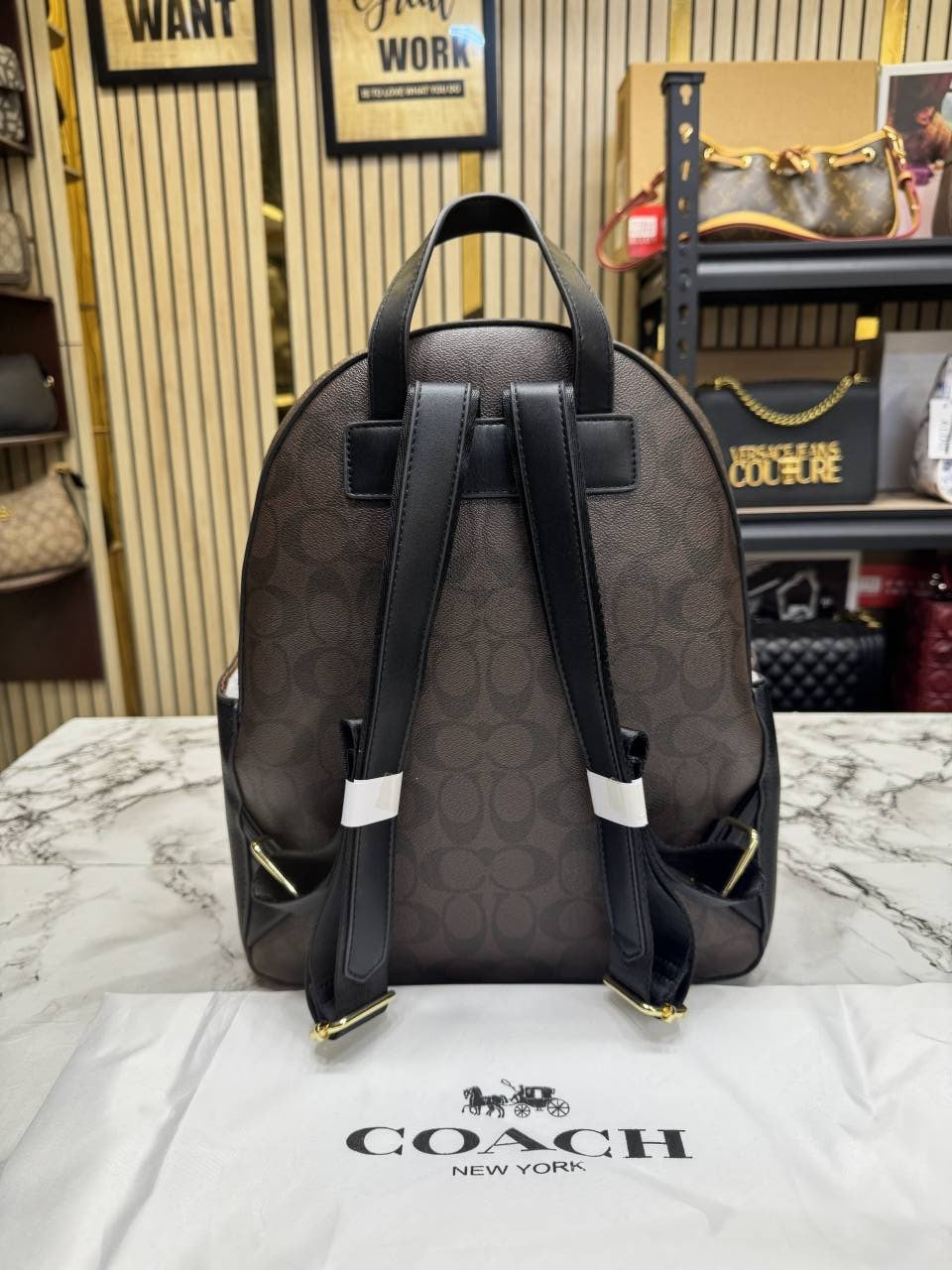 Coach Court Backpack In Signature Canvas With Dust Bag 65201 COFFEE BLACK