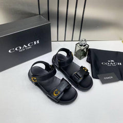 On Sale Coach Leather Black Sandals For Her With Original Box Dust Cover