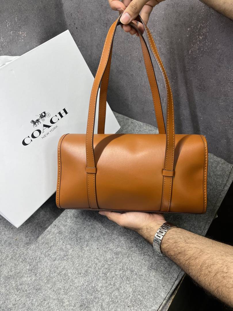 Coach Bridget Flap Shoulder Bag Smooth Leather Gold Brown Tan With OG Box & Dust Cover
