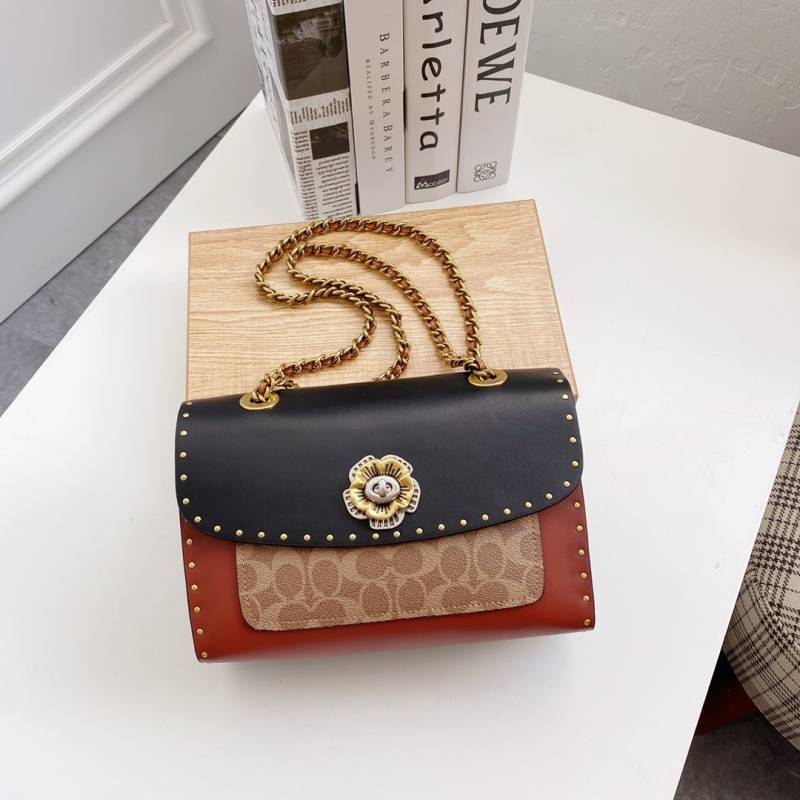 Coach CC Signature Rivet Parker 18 Shoulder Bag Black With OG Box