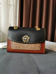 Coach CC Signature Rivet Parker 18 Shoulder Bag Black With OG Box