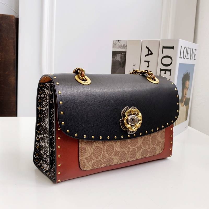 Coach CC Signature Rivet Parker 18 Shoulder Bag Black With OG Box