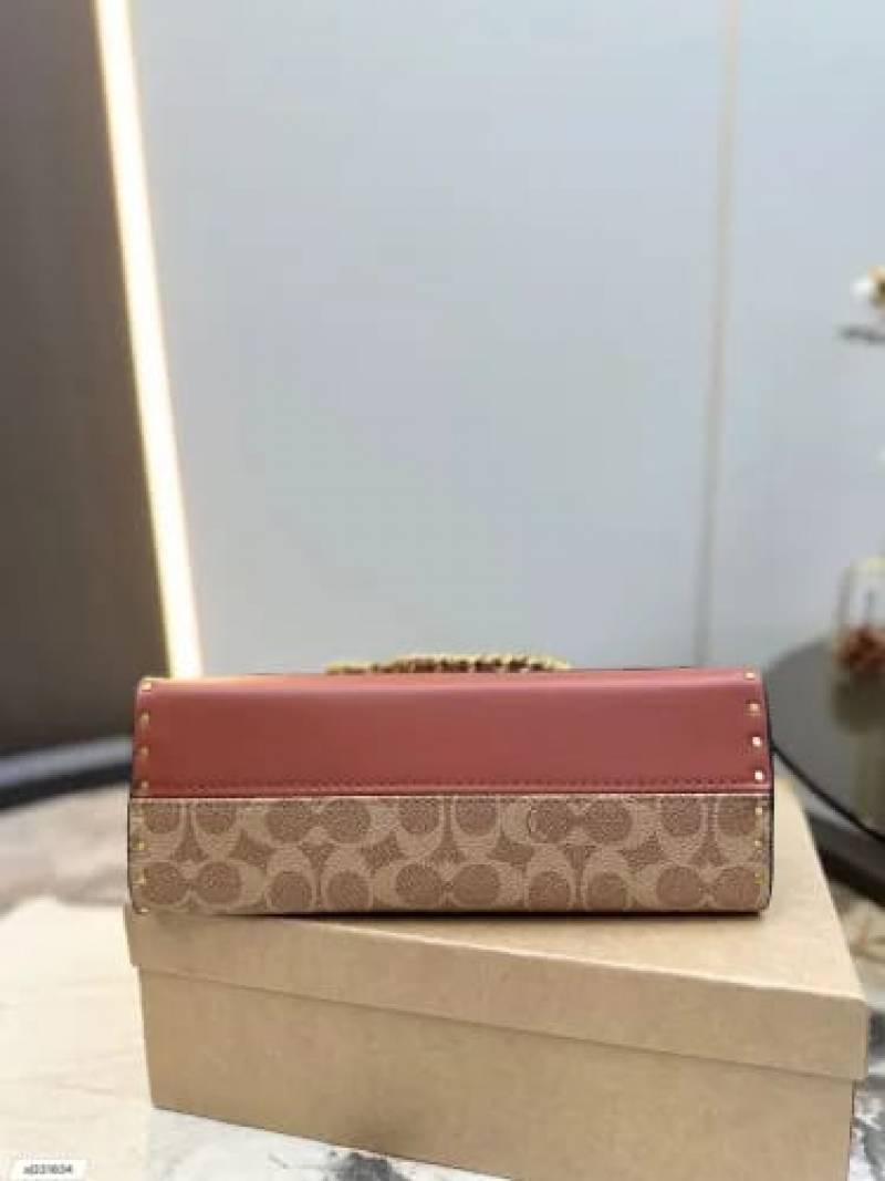 Coach CC Signature Rivet Parker 18 Shoulder Bag Caramel With OG Box & Dust Cover 28033