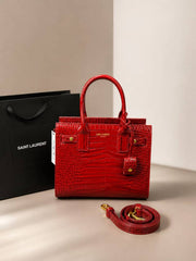 Ysl Red Saint Laurent Nano Sac de Jour Croc Embossed Bag Jester Red 8882