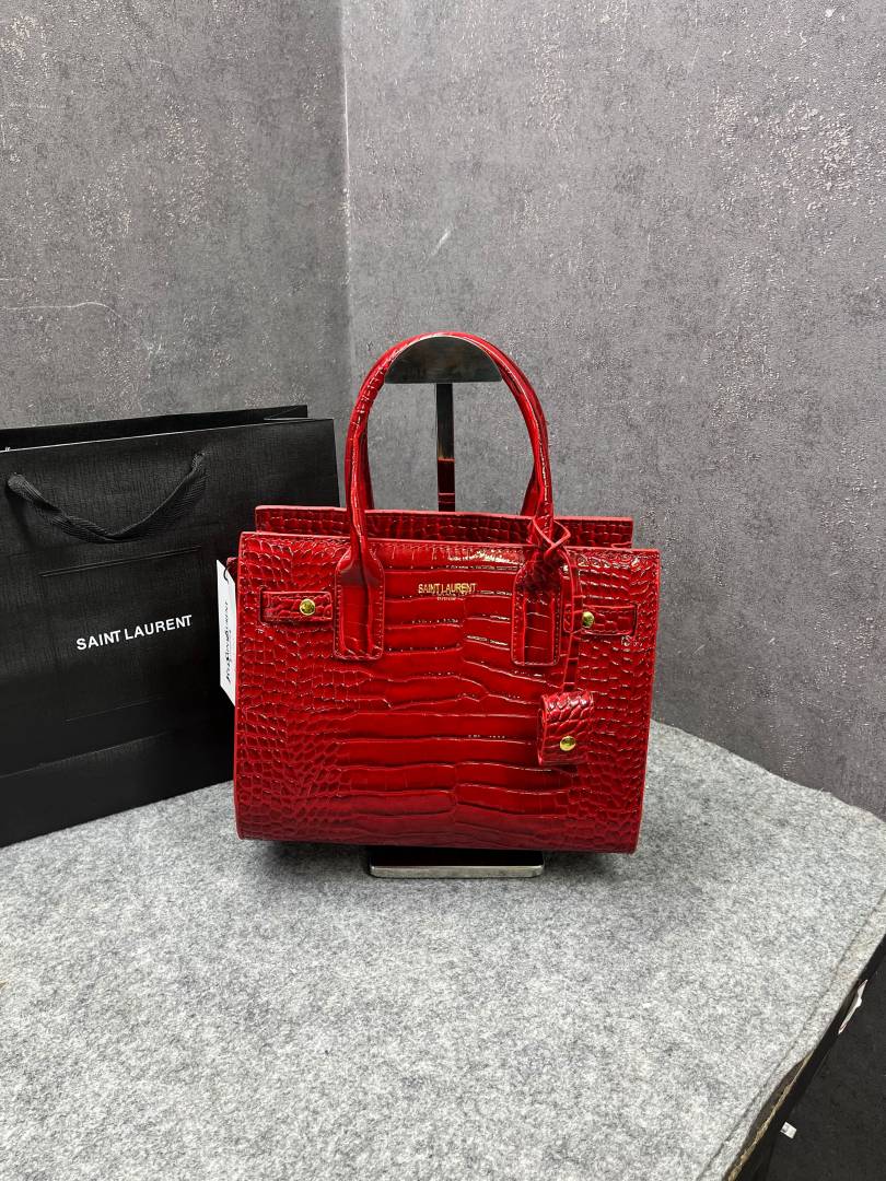 Ysl Red Saint Laurent Nano Sac de Jour Croc Embossed Bag Jester Red 8882