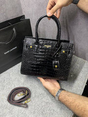 Ysl Black Saint Laurent Nano Sac de Jour Croc Embossed Bag Jester Black 8882