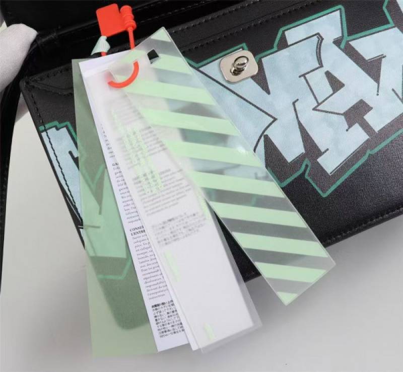 Off White Leather Hand Held Black Graffity Jitney 1 4 Shoulder Bag 8853 Black Graffity Sale