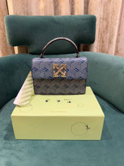 Off White Leather Blue White Monogram Jitney 1 4 Shoulder Bag Blue White 8853 Sale