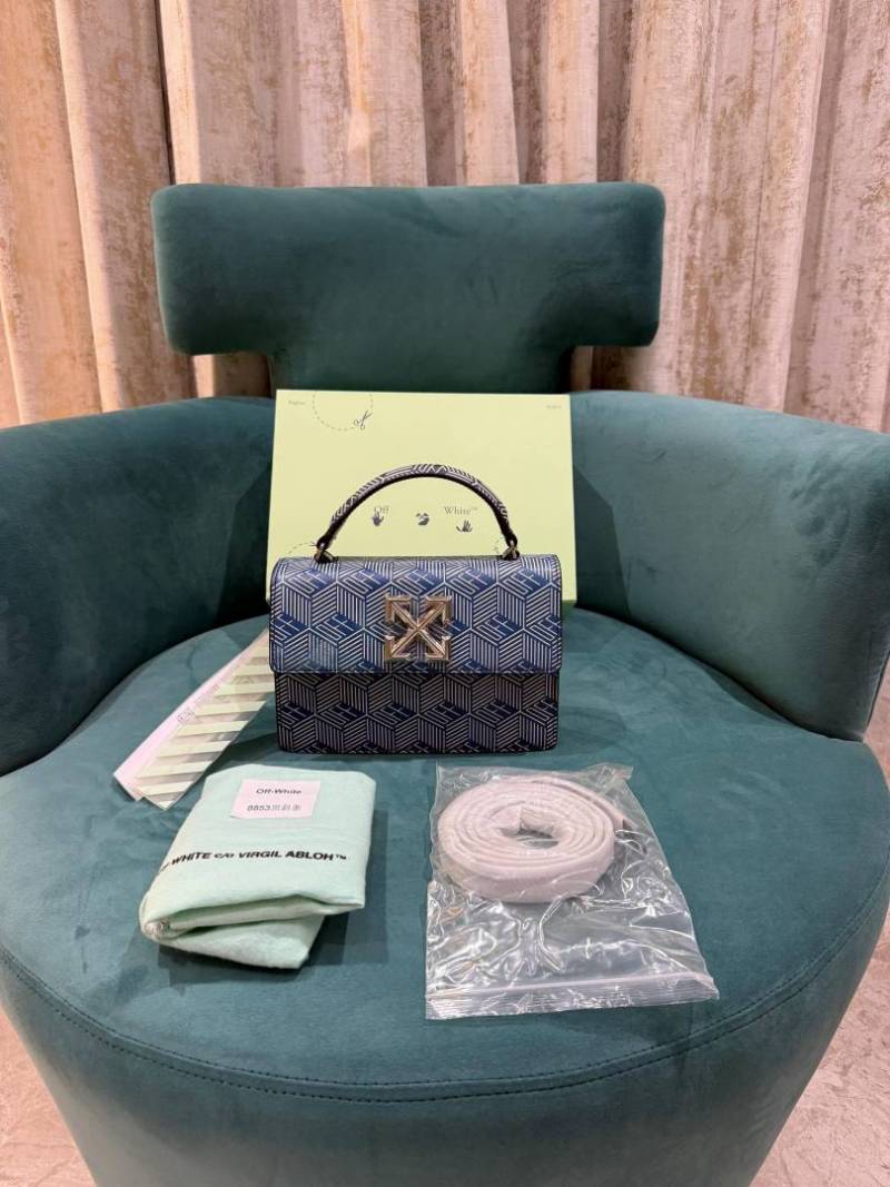 Off White Leather Blue White Monogram Jitney 1 4 Shoulder Bag Blue White 8853 Sale