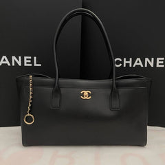 Chanel Black Leather Tote High Quality Leather With OG Box Dust Cover & Carry Bag 26006 Black Leather