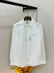Brooks Brothers Linen White Embroidery Logo Premium Shirts F4039 WH