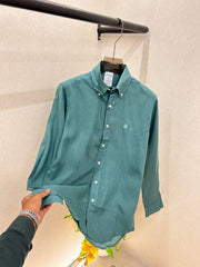 Brooks Brothers Linen Green Embroidery Logo Premium Shirts F4039 GR