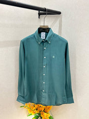 Brooks Brothers Linen Green Embroidery Logo Premium Shirts F4039 GR