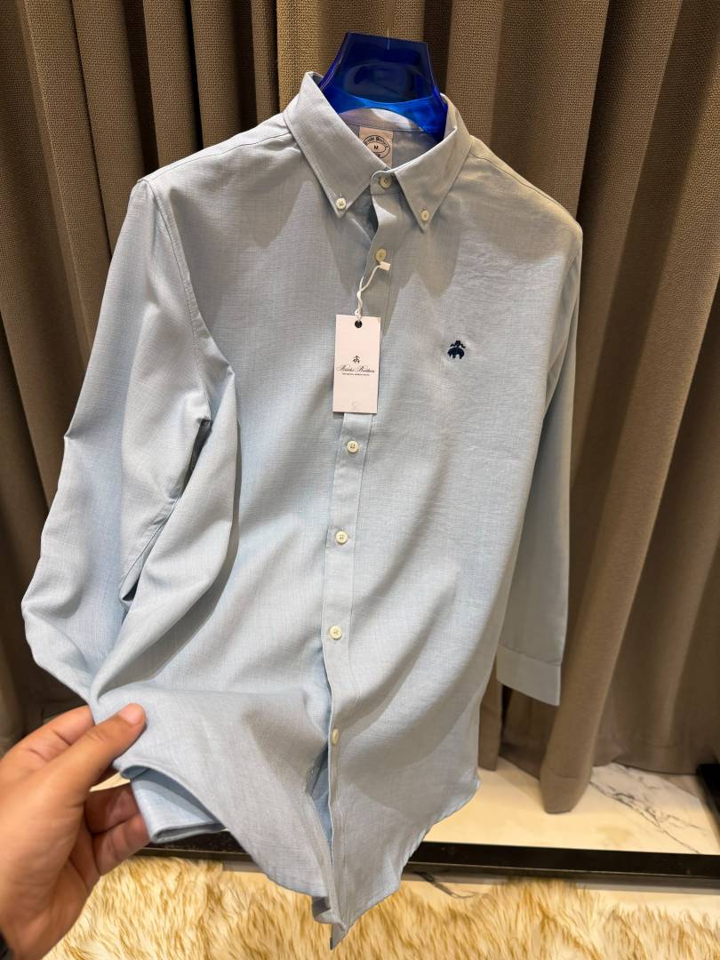 Brooks Brother Chest Logo Full Sleeves Shirt Sky