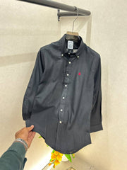 Brooks Brothers Linen Black Embroidery Logo Premium Shirts F4039 BL