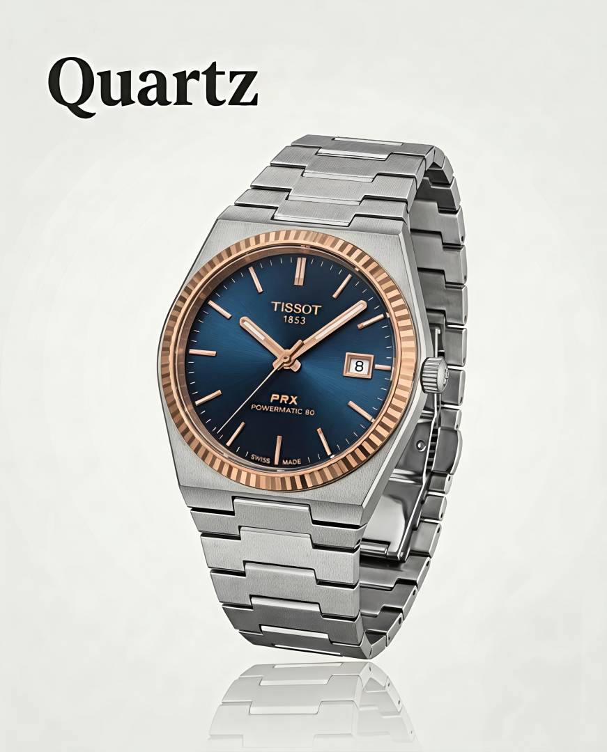 Tissot 1853 Prx Powermatic Quartz 2 ton blue checks
