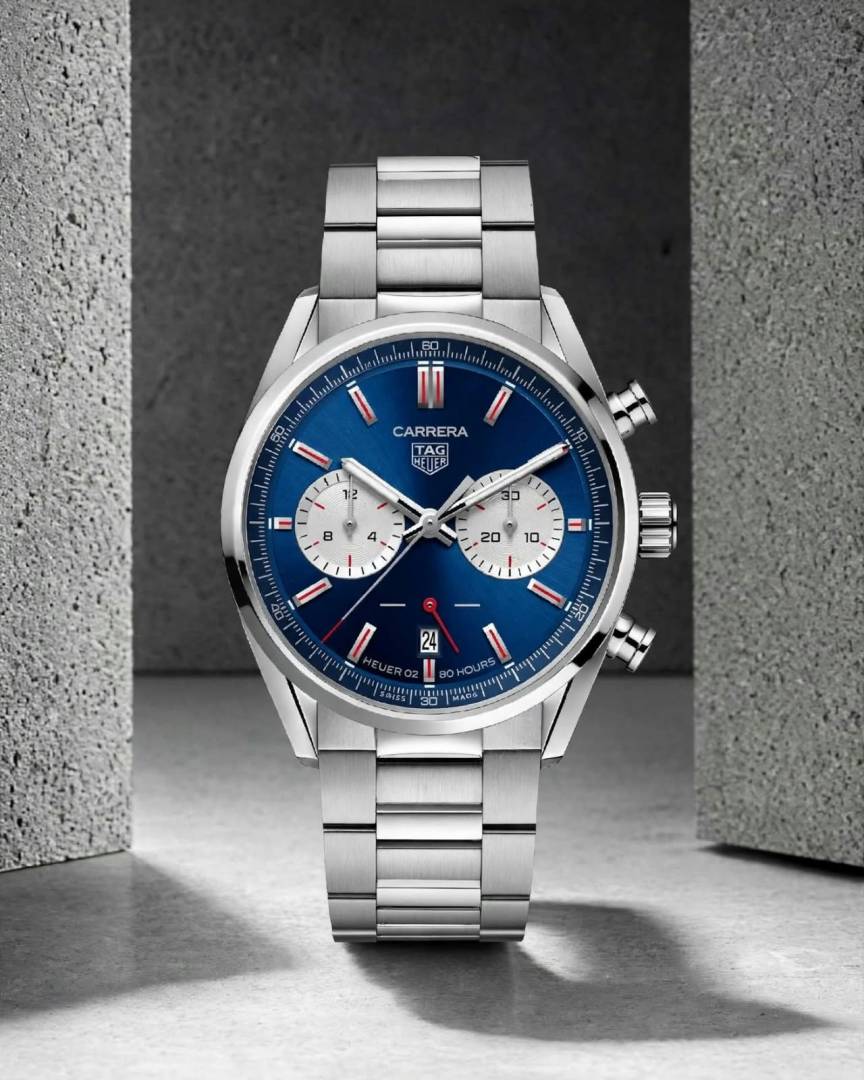 Tag heuer Carrera white Chronograph silver blue