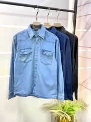 Amiri Blue Embroidery Back Print Super Premium Denim Shirts F5140 BU