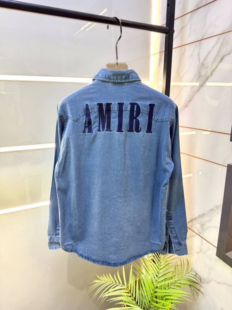 Amiri Blue Embroidery Back Print Super Premium Denim Shirts F5140 BU