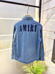 Amiri Blue Embroidery Back Print Super Premium Denim Shirts F5140 BU