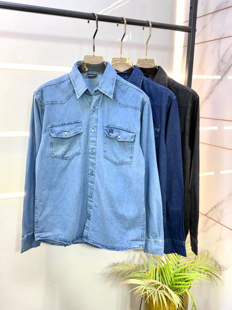 Amiri Black Embroidery Back Print Super Premium Denim Shirts F5140 BL