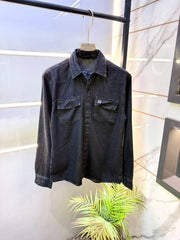 Amiri Black Embroidery Back Print Super Premium Denim Shirts F5140 BL