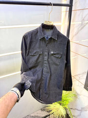 Amiri Black Embroidery Back Print Super Premium Denim Shirts F5140 BL