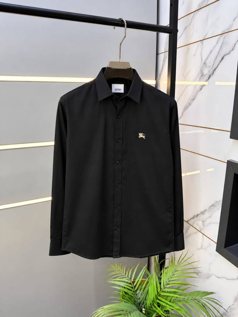 Burberry Logo Black Premium Shirt With Brand Box Packing and Carry Bag F4073 BL