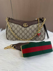 Gucci Ophidia GG Supreme Shoulder Bag With OG Box Dust Cover & Carry Bag G735132 Coffee Brown Strawberry