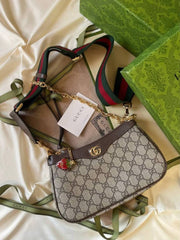 Gucci Ophidia GG Supreme Shoulder Bag With OG Box Dust Cover & Carry Bag G735132 Coffee Brown Strawberry