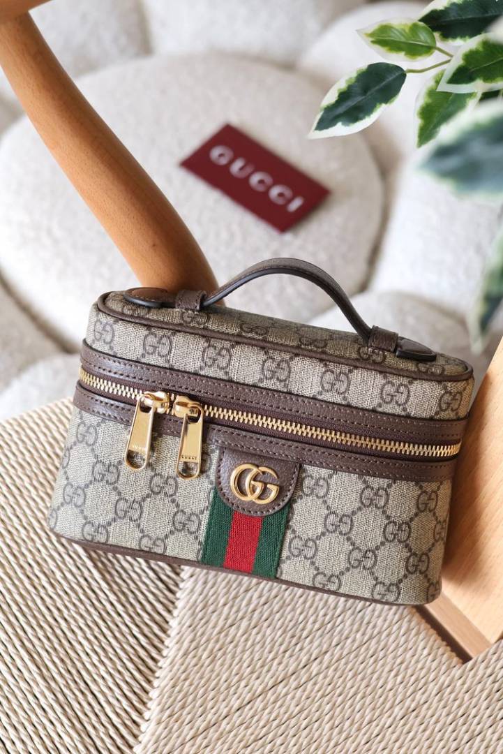 Gucci Ophidia Small GG Vanity Bag With OG Box Dust Cover & Carry Bag 816357