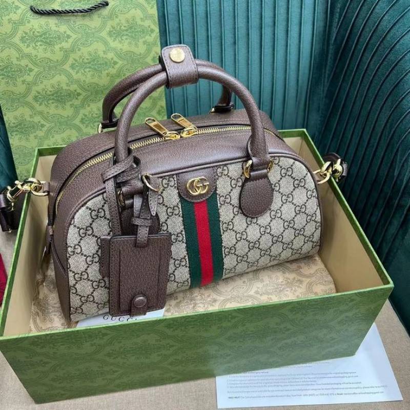Gucci Ophidia GG Supreme Canvas Boston Top Handle Bag With Dust Cover & Carry Bag 724575