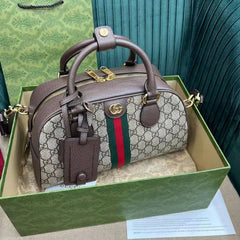 Gucci Ophidia GG Supreme Canvas Boston Top Handle Bag With Dust Cover & Carry Bag 724575