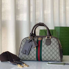 Gucci Ophidia GG Supreme Canvas Boston Top Handle Bag With Dust Cover & Carry Bag 724575