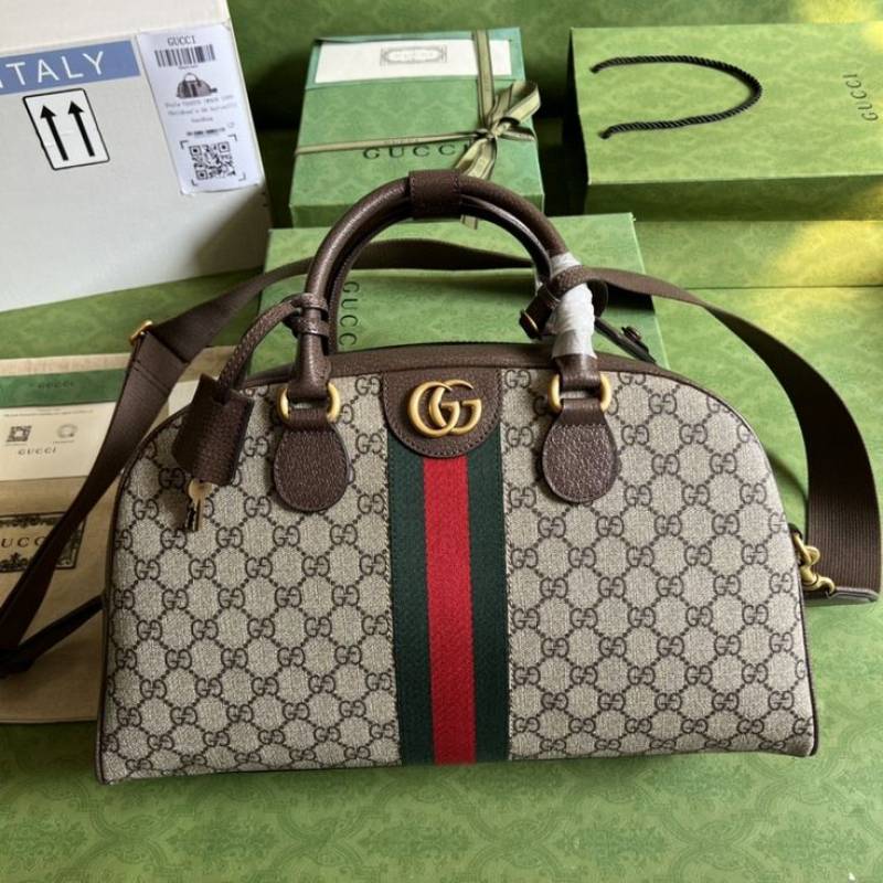 Gucci Ophidia GG Supreme Canvas Boston Top Handle Bag With Dust Cover & Carry Bag 724575
