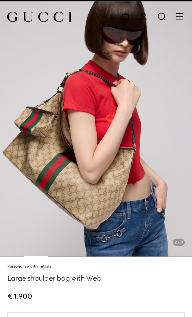 Gucci Web Large Shoulder Bag With Pouch In Sand & Brown GG Tote Bag With Dust Cover A008