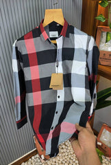 Burberry Check Pattern Shirt T08 4