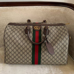 Gucci Savoy Medium Duffle Bag With Dust Cover & Carry Bag 57510 Apricot Coffee
