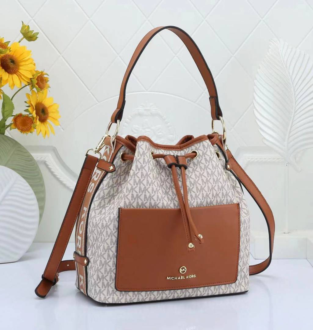 Michael Kors Maeve Medium Bucket Bag With Dust Bag Beige Brown 100829