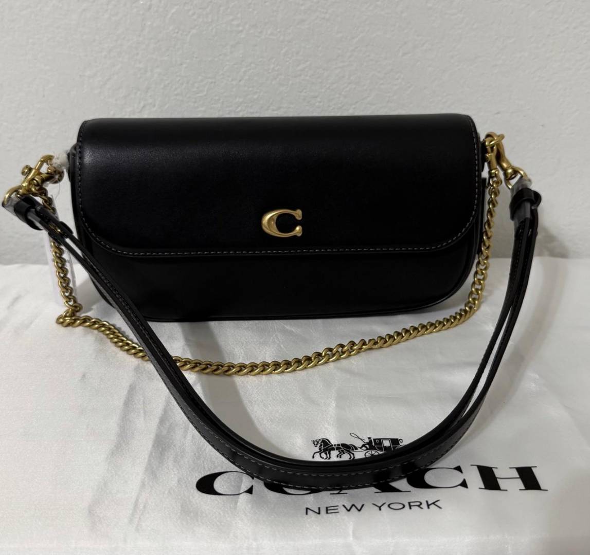 Coach Brook Flap Chain Bag With Dust Cover CAN90 Black
