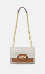 Michael Kors MK Heather Shoulder Bag With OG Box & Dust Bag (100836 Beige Brown)