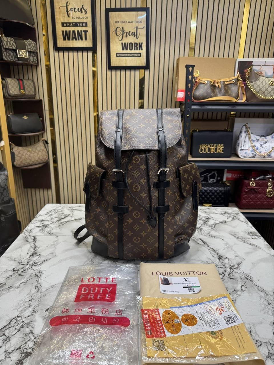 Louis Vuittion Christopher Monogram Taurillon Leather Backpack (Brown)